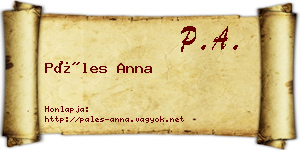 Páles Anna névjegykártya